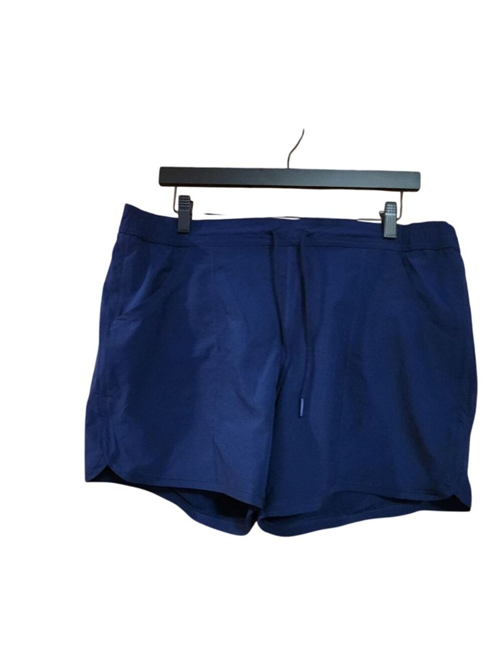 Lands End Womens Navy Blue Drawstring Elastic Waist Shorts Size 14